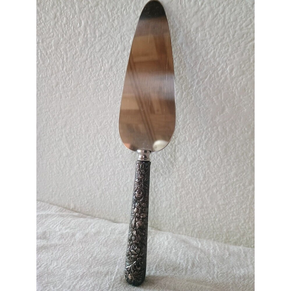 Vintage Sterling Silver Handle Pie Dessert Cake Server Ornate 10”